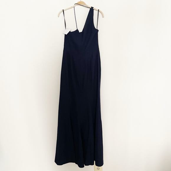 NWT AFTER SIX ONE-SHOULDER DRAPED COWL-NECK MAXI DRESS style 6849 midnight 10 - Picture 4 of 8